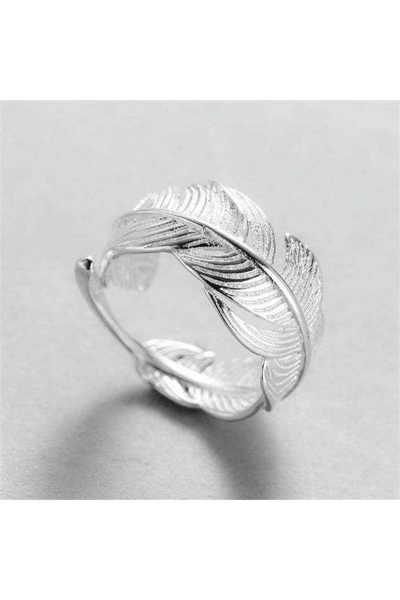 Sterling Silver Diamond Ring: Exquisite Leaf-Shaped Design, Copper Silver Plated Accent, S925 Silver, Elegant and Sparkling Fashion Jewelry