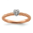thumbnail image 1 of Sterling Silver Diamond Stackable Expressions Rose Gold Plated Heart Ring, 1 of 7