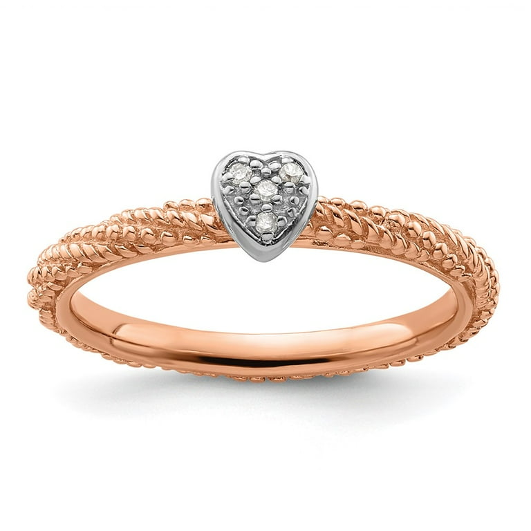 Sterling Silver Rose Gold-Plated Stackable Expressions Diamond Heart Ring Sterling Silver Rose Gold-Plated Stackable Expressions Diamond Heart Ring