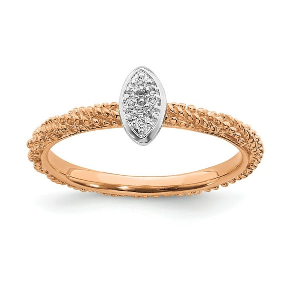 Sterling Silver Diamond Stackable Expressions Rose Gold Plated Ring
