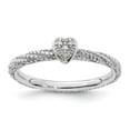 thumbnail image 1 of Sterling Silver Diamond Stackable Expressions Textured Heart Ring, 1 of 7