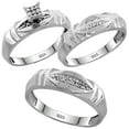 thumbnail image 1 of Sterling Silver Diamond Trio Wedding Ring Set His 6mm & Hers 5mm Rhodium finish, Ladies Size 7, 1 of 3