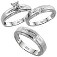 thumbnail image 1 of Sterling Silver Diamond Trio Wedding Ring Set His 6mm & Hers 5mm Rhodium finish, Ladies Size 9.5, 1 of 3