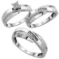 thumbnail image 1 of Sterling Silver Diamond Trio Wedding Ring Set His 7mm & Hers 6mm Rhodium finish, Ladies Size 7, 1 of 3