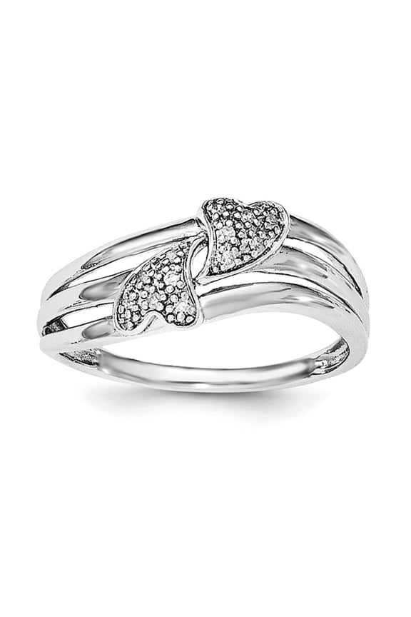 Sterling Silver Diamond Two Heart Ring