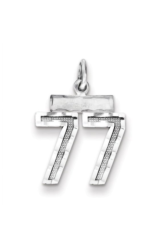 Sterling Silver Diamond-cut #77 Charm Pendant