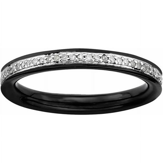 Sterling Silver & Diamonds Black-plated Ring