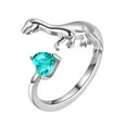 thumbnail image 1 of Sterling Silver Dinosaur Ring Open Cute Animal Velociraptor Blue Crystal Jewelry Women Juwaliy, 1 of 7