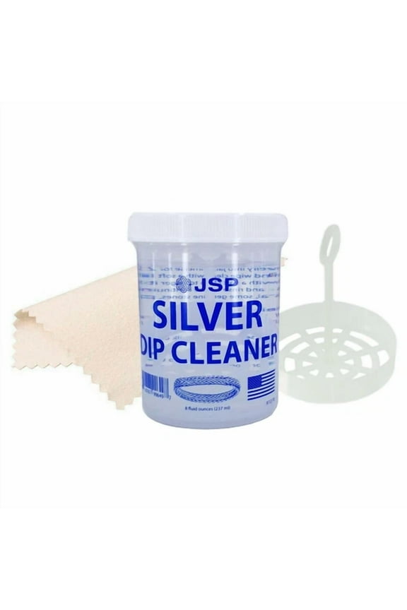 Sterling Silver Dip Cleaner Tarnish Remover 925 Jewelry Cleaning 8Oz W/ Cloth