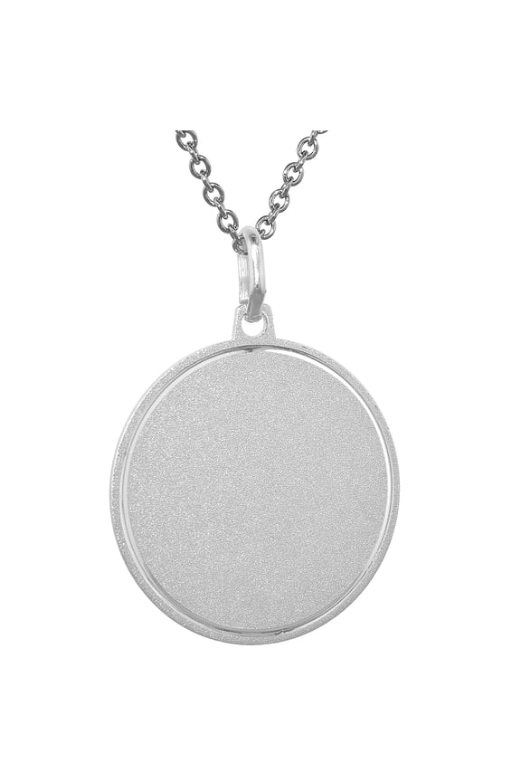 Sterling Silver Disk Pendant Round for Engraving with 24 inch Surgical Steel Chain Italy, 1 inch,