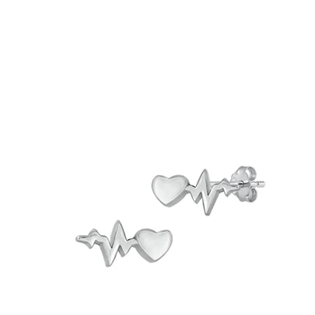 Sterling Silver Doctor Nurse Medical Heartbeat EKG Earrings 925 New Jewelry Female Unisex