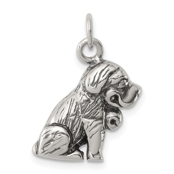 Sterling Silver Dog Charm Pendant for Women or Men with Sitting Puppy Design, Symbolic Pet Memorial Jewelry for Necklaces or Bracelets, Loyal Animal Keepsake Accessory