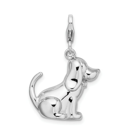 Sterling Silver Dog Charm for Women, Sitting Beagle Puppy Pendant for Bracelet or Necklace, Pet Lover Jewelry Symbolizing Loyalty and Love, Realistic Animal Design