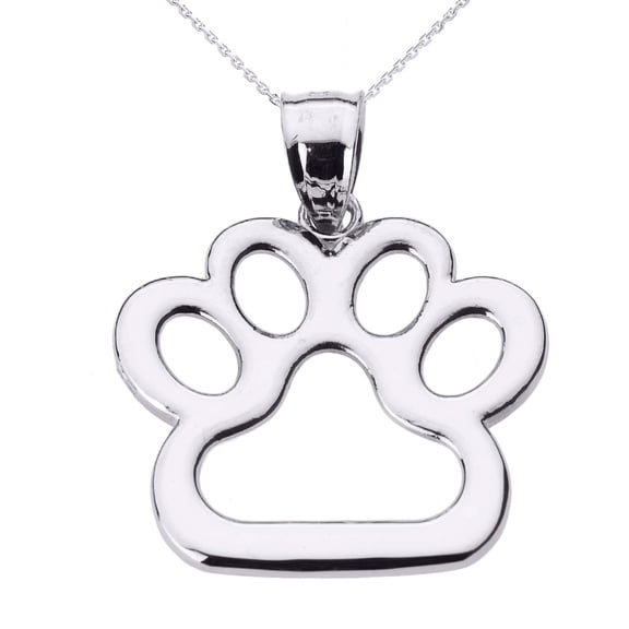 Sterling Silver Dog Paw Print Pendant Necklace, 20" Chain