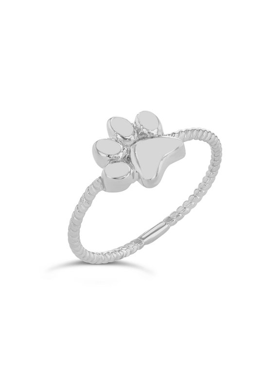 Sterling Silver Dog Paw Rope Ring (4)