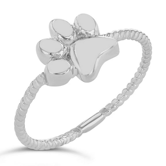 Sterling Silver Dog Paw Rope Ring (6.25)