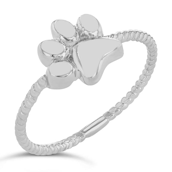 Sterling Silver Dog Paw Rope Ring (6.5)