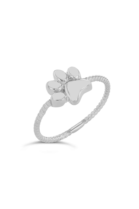 Sterling Silver Dog Paw Rope Ring (8.25)