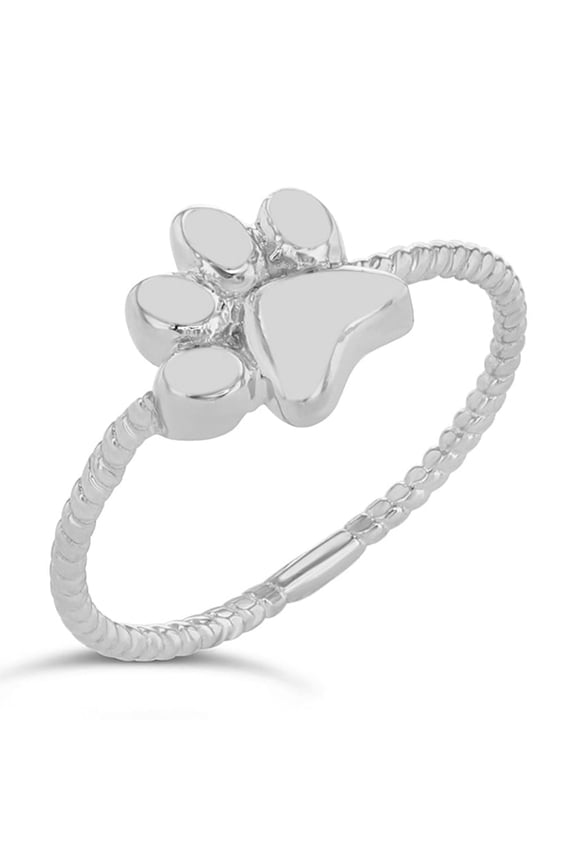 Sterling Silver Dog Paw Rope Ring (9.25)