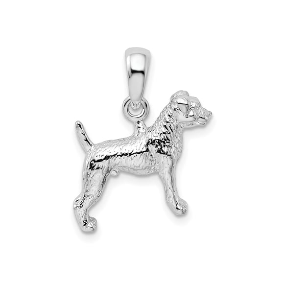 925 Sterling Silver 3D Standing Dog Pendant Charm, Textured Pet Keepsake