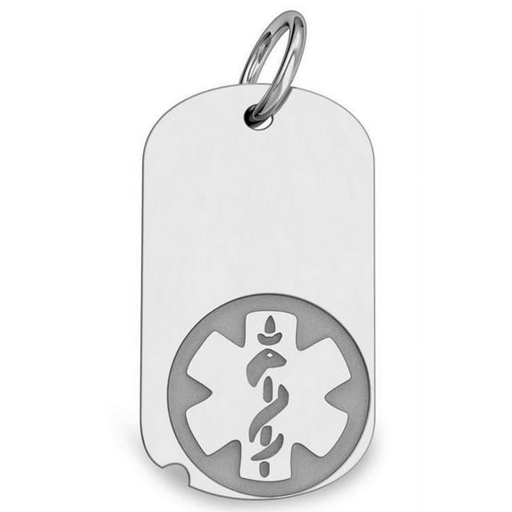 Sterling Silver Dog Tag ID Charm or Pendant - 1 Inch X 1-3/4 Inch