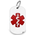 thumbnail image 1 of Sterling Silver Dog Tag ID Charm or Pendant W/ Red Enamel - 1-1/4 Inch X 2 Inch (Actual Dog Tag), 1 of 1