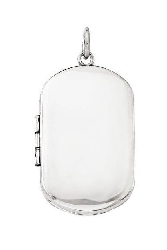 Sterling Silver Dog Tag Locket Pandant - 1 inch x 1-1/4 inch in Sterling Silver