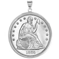 thumbnail image 1 of Sterling Silver Dollar Bezel 38 mm Coins Prong Back Round Edge Mexican Olympic One Dollar Coin NOT Included, 1 of 5