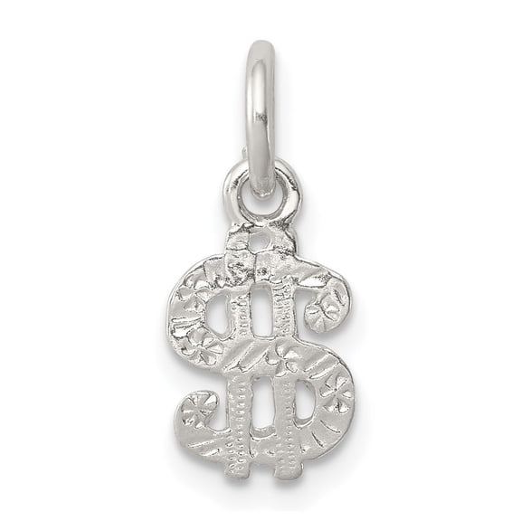 Sterling Silver Dollar Sign Pendant with Stars, Textured Money Charm for Unisex Hip Hop Fashion, Statement Necklace Symbolizing Wealth, Success, and Prosperity