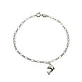 thumbnail image 1 of Sterling Silver Dolphin Charm Bracelet Anklet Italy, Adjustable 9.5", 1 of 2