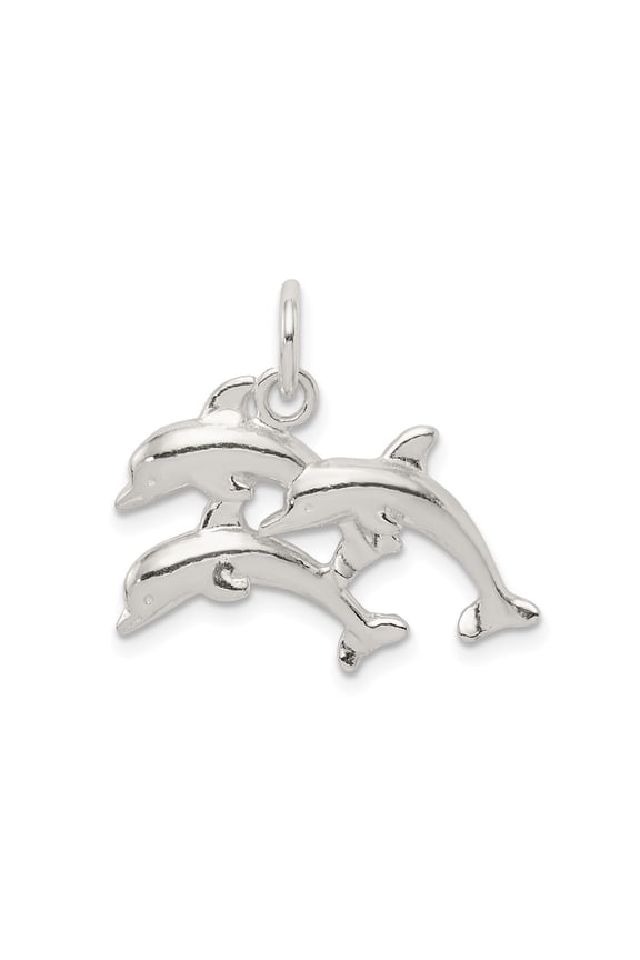 Sterling Silver Dolphin Pendant Necklace with Three Jumping Dolphins for Women or Unisex, Nautical Ocean-Themed Marine Life Jewelry for Nature and Beach Style Lovers