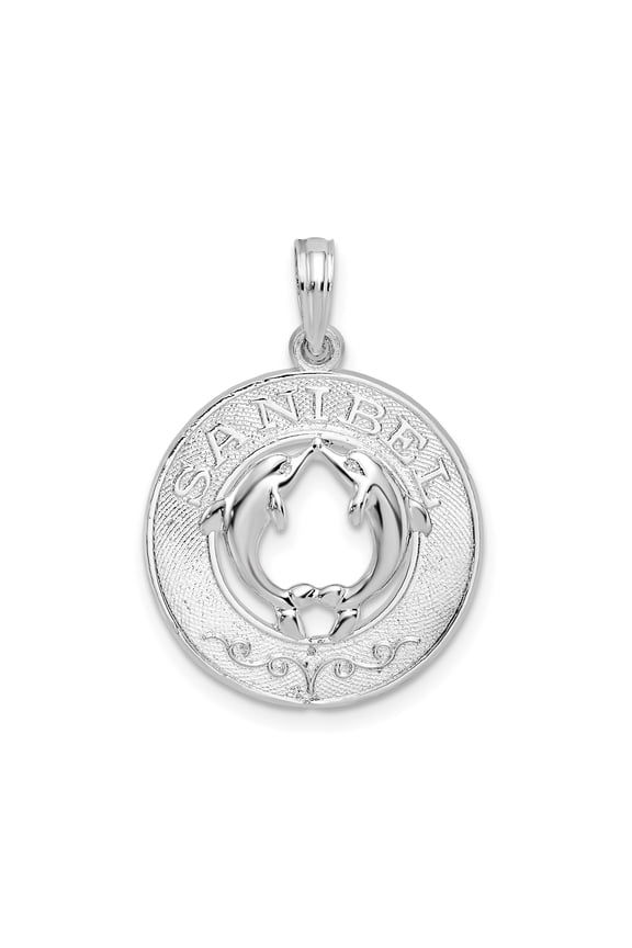 Sterling Silver Dolphin Pendant Necklace with Heart Shape Design, Sanibel Nautical Jewelry for Women or Unisex, Ocean-Themed Coastal Marine Charm