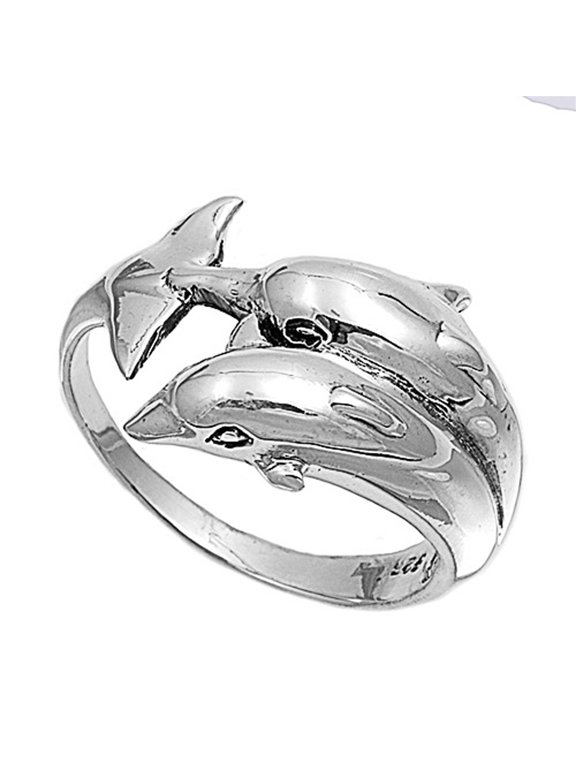 Sterling Silver Dolphin Ring 15mm ( Size 5 to 10)