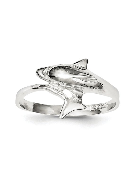 925 Sterling Silver Solid Polished Dolphin Ring Size 8 Ring for Women - 2.0 Grams