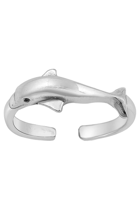 Sterling Silver Dolphin Toe Ring Adjustable Midi Band 925 New Jewelry Female Unisex