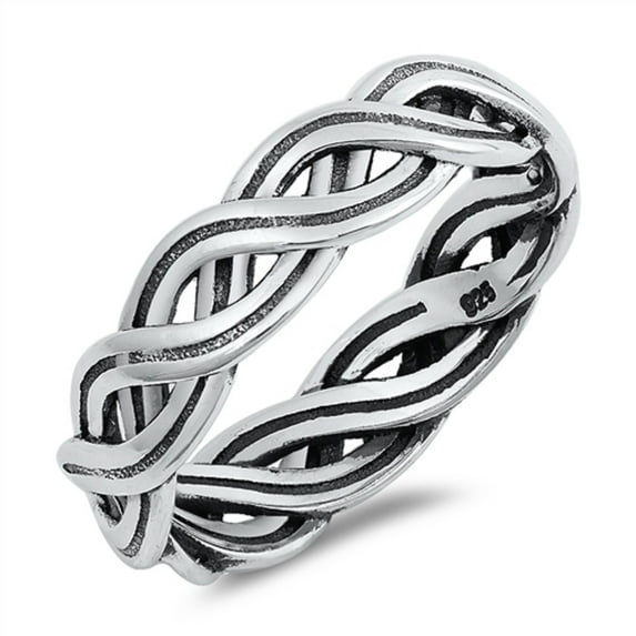Sterling Silver Double Braid Design Band Ring Size 10