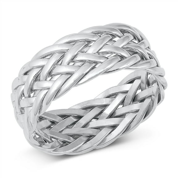Sterling Silver Double Braided Eternity Ring Size 11