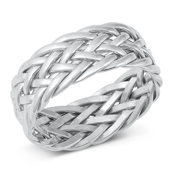 Sterling Silver Double Braided Eternity Ring Size 12