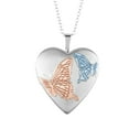 thumbnail image 1 of Sterling Silver Double Butterfly Heart Shape Locket Pendant, 1 of 7