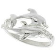 thumbnail image 1 of Sterling Silver Double Dolphin Ring Polished finish 1/2 inch wide, size 7.5, 1 of 1