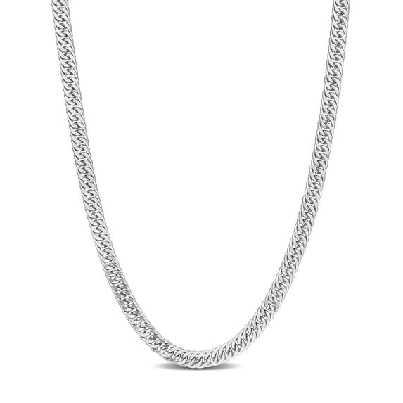 Sterling Silver Double Fancy Curb Link Necklace