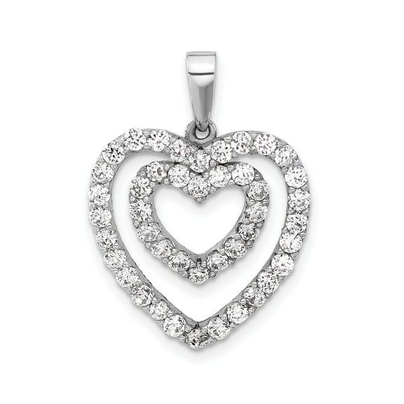 Sterling Silver Double Heart Necklace for Women with Cubic Zirconia, Open Heart Pendant Symbolizing Love and Connection, Elegant Romantic Jewelry for Daily Wear or Special Occasions