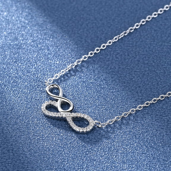 Sterling Silver Double Infinity Pendant Necklace with crystals from Swarovski