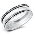 thumbnail image 1 of Sterling Silver Double Rope Lines 6.5MM Band Ring Size 10, 1 of 3