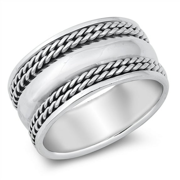 Sterling Silver Double Roped Bali Ring Size 8