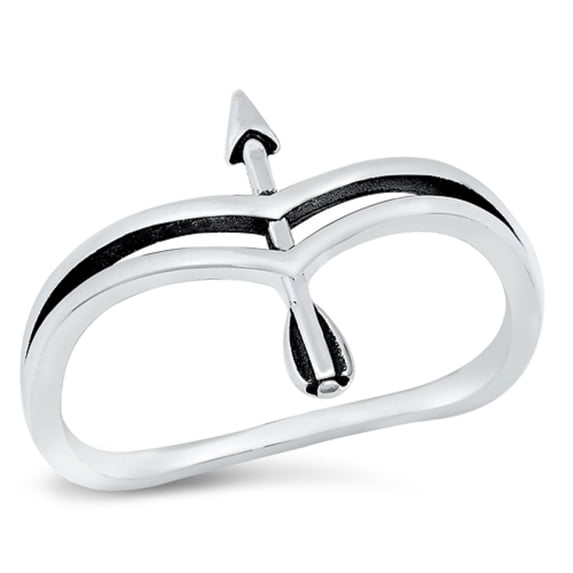 Sterling Silver Double V Shape Arrow Ring Size 6
