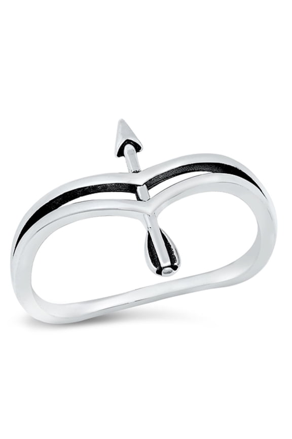 Sterling Silver Double V Shape Arrow Ring Size 9