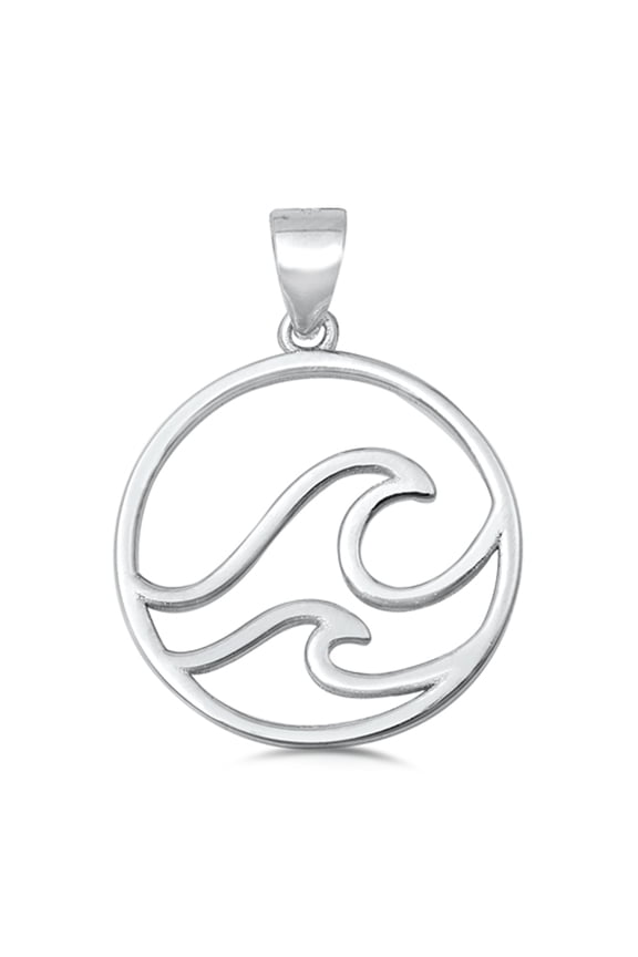 Sterling Silver Double Wave Pendant Open Loop Beach Water Cutout Charm 925 New Jewelry Female Unisex