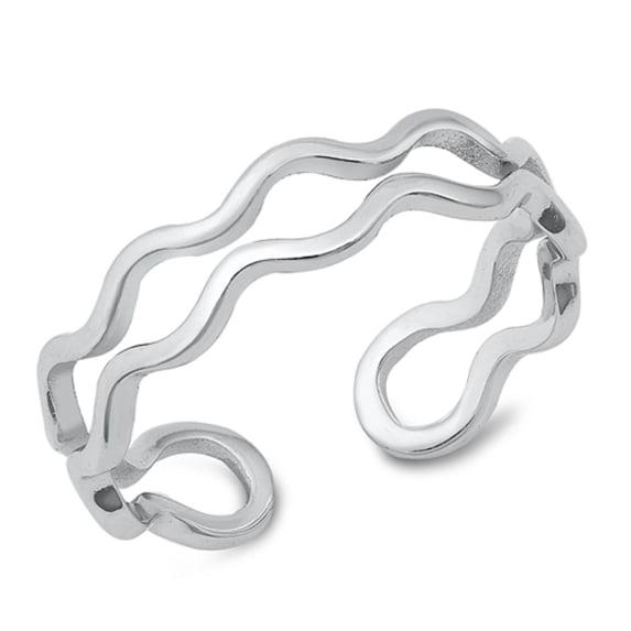 Sterling Silver Double Wavy Band Ring Size 9