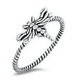 thumbnail image 1 of Sterling Silver Dragon Fly Rope Band Ring Size 8, 1 of 3